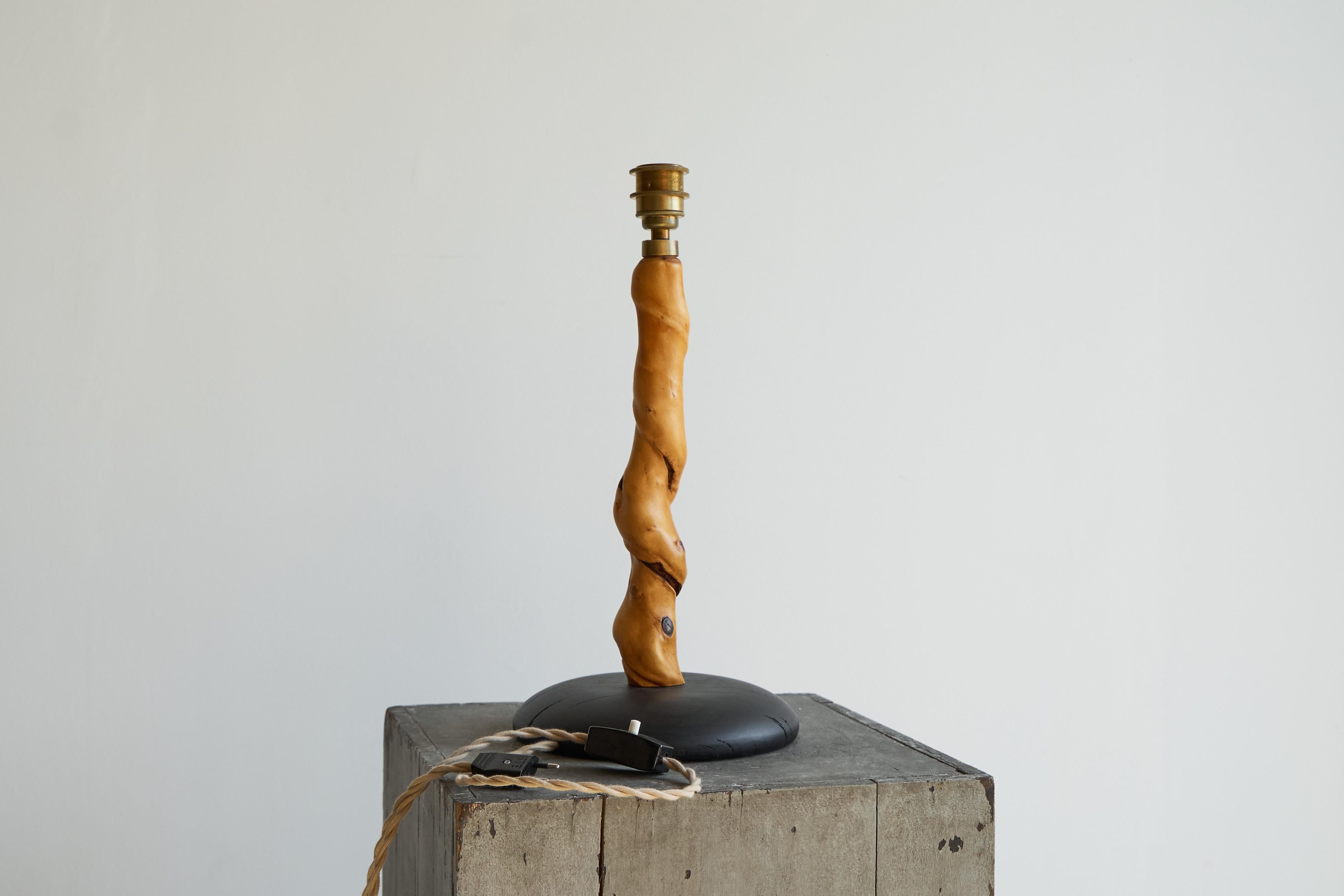 20th Century Tree Trunk Table Lamp in Acacia and Oak 1950s For Sale