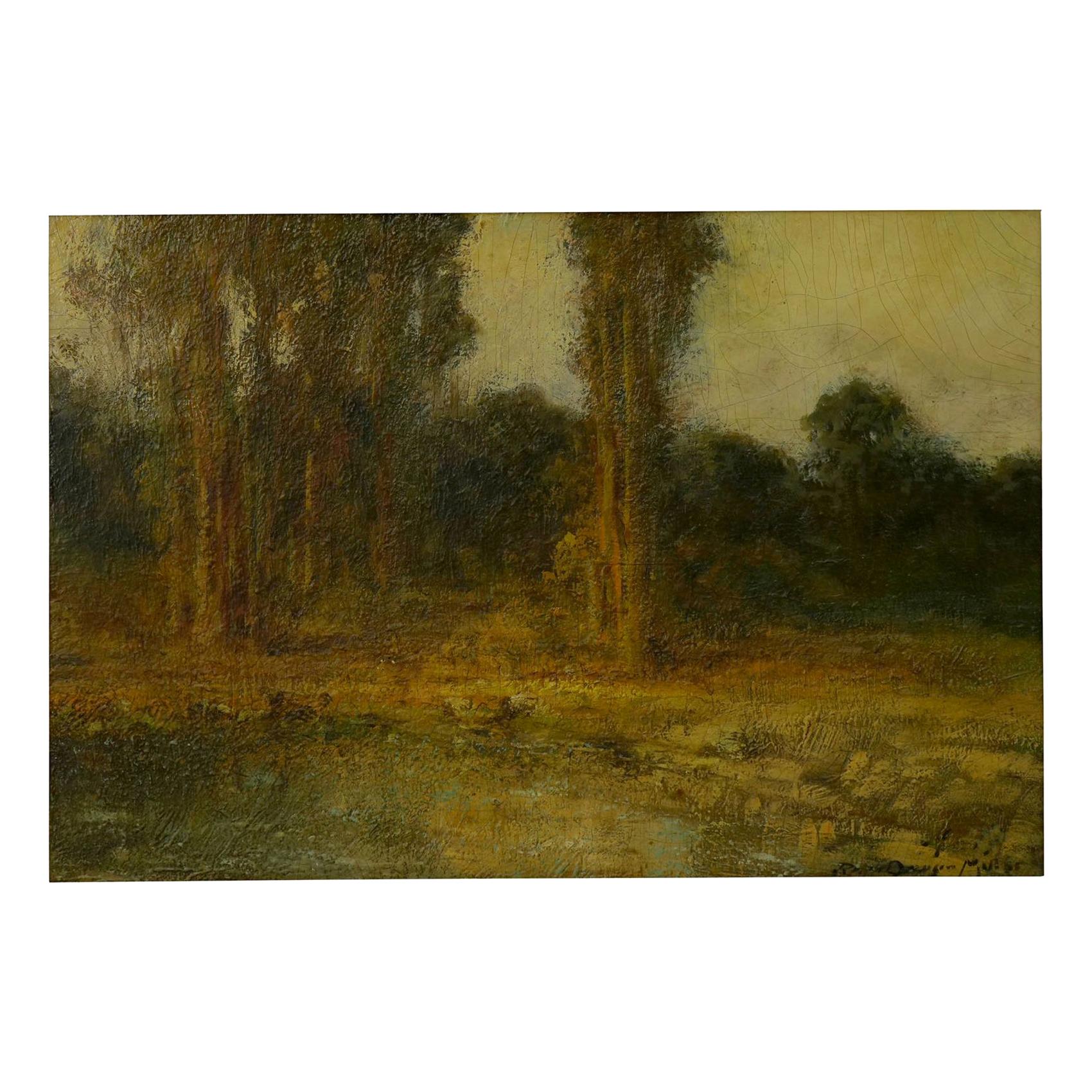 “Trees by a Pool” Oil Landscape Painting by Ralph Davison Miller