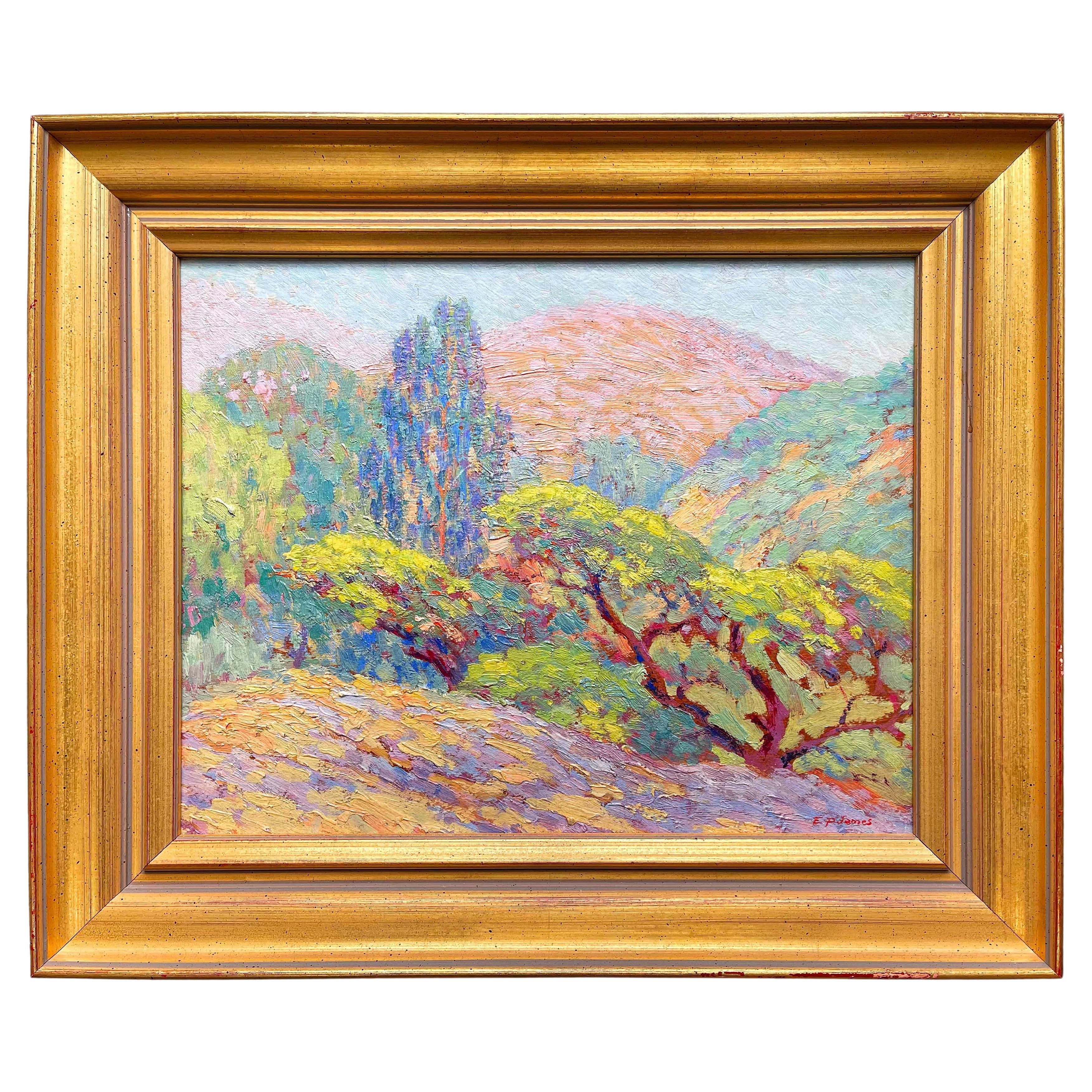 "Trees, " Vivid California Impressionist Painting by Edwin James Pond, Oakland For Sale
