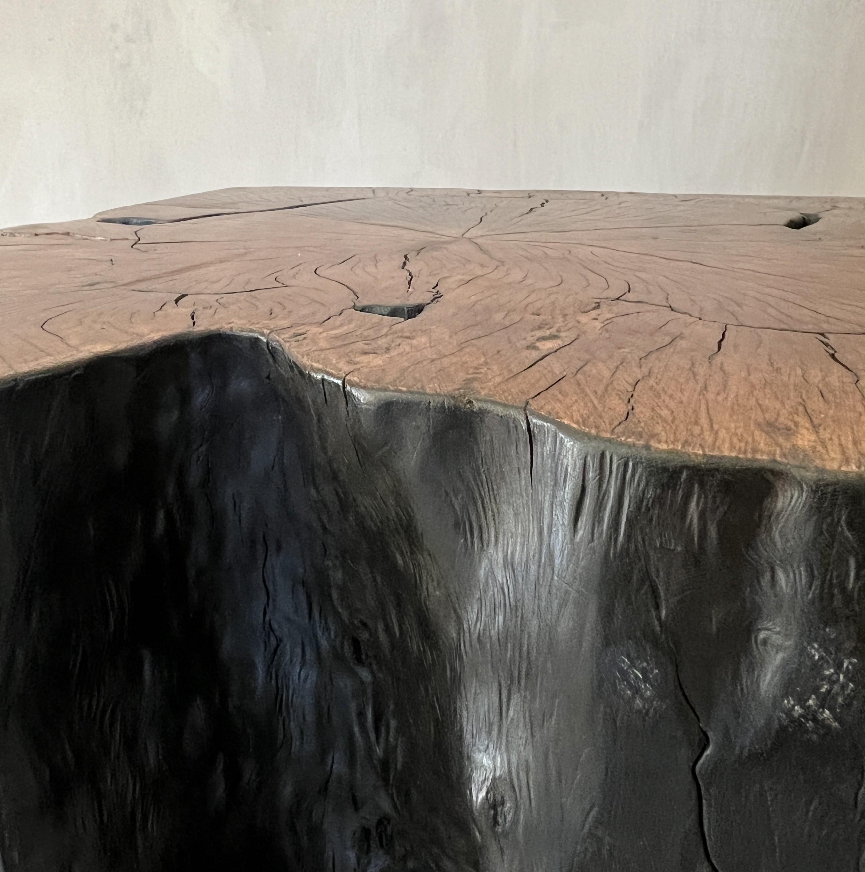 Bois Table latérale organique Treestump en vente