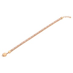 Treesure 18 Kt Rose Gold and Pink Pure Silk Bracelet with Diamond Cutted Beads