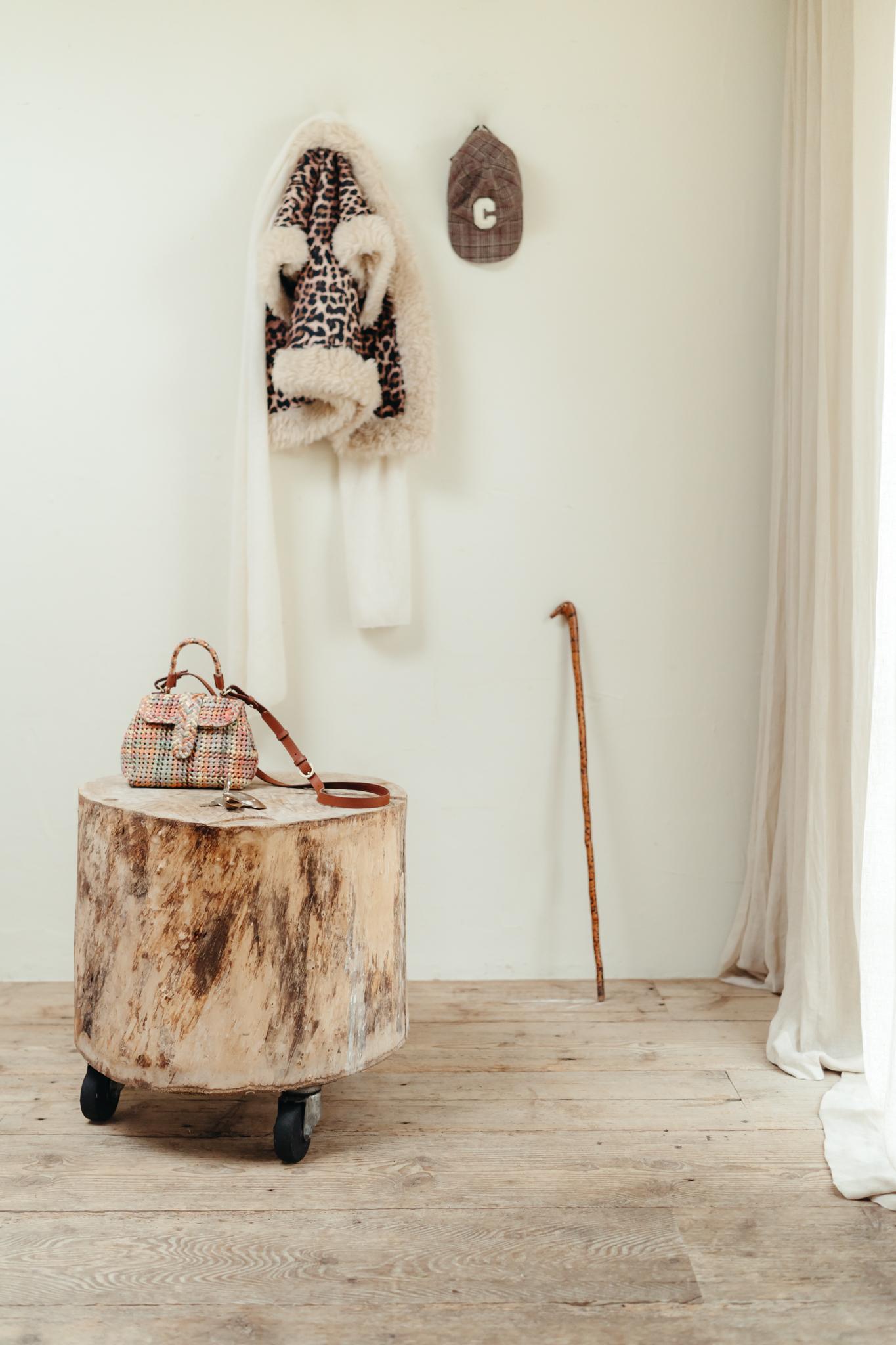 Contemporary treetrunk table on wheels ... For Sale