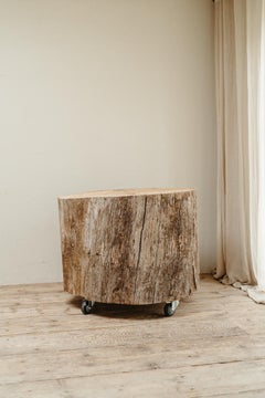 Tree Trunk Table on Wheels
