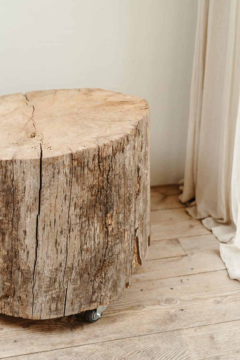 Tree Trunk Table on Wheels For Sale 1