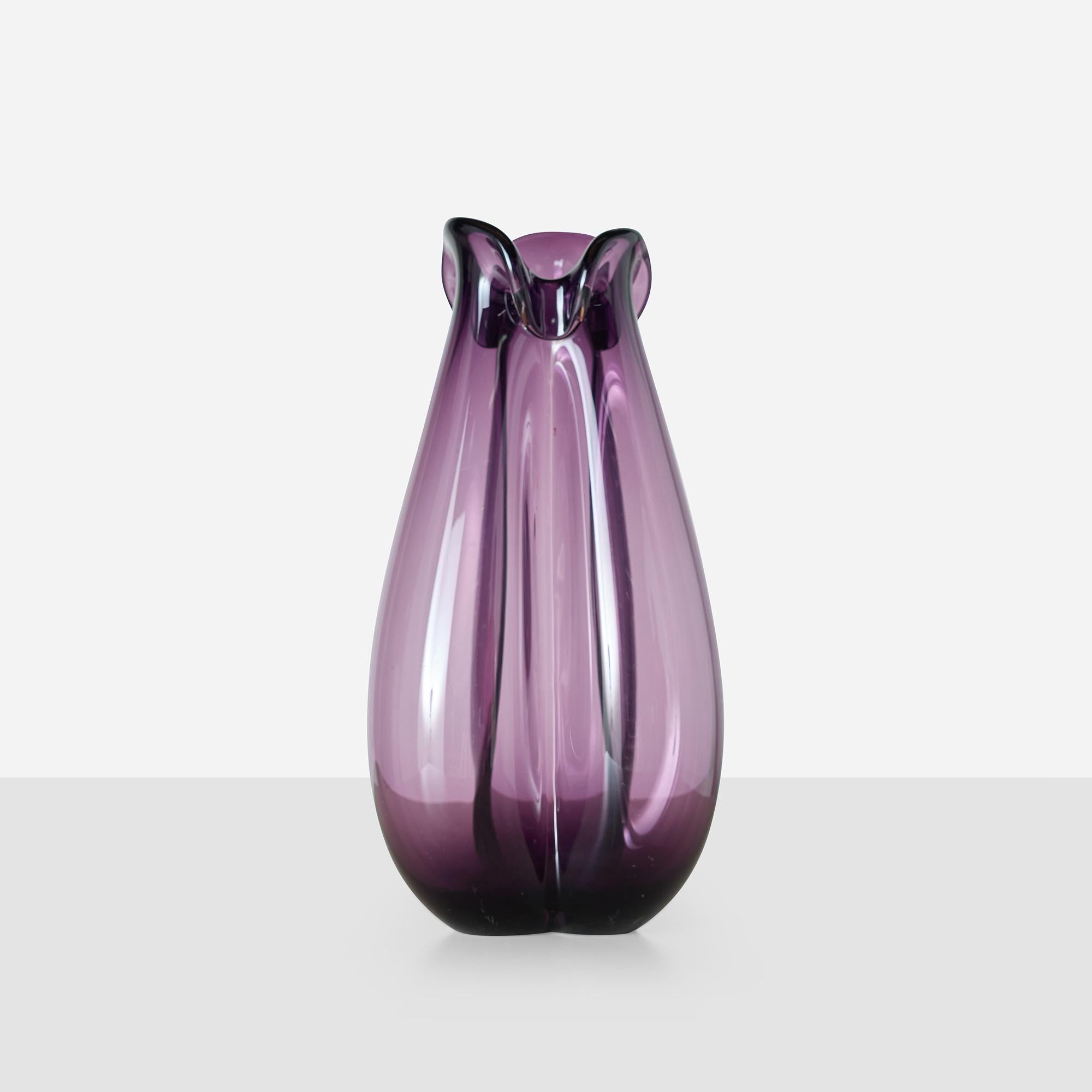 Moderne Vase en verre Treflojet par Per Lütken pour Holmegaard en vente