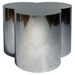 Trefoil / Clover Mirror Steel Pedestal Coffee Table by Curtis Jere