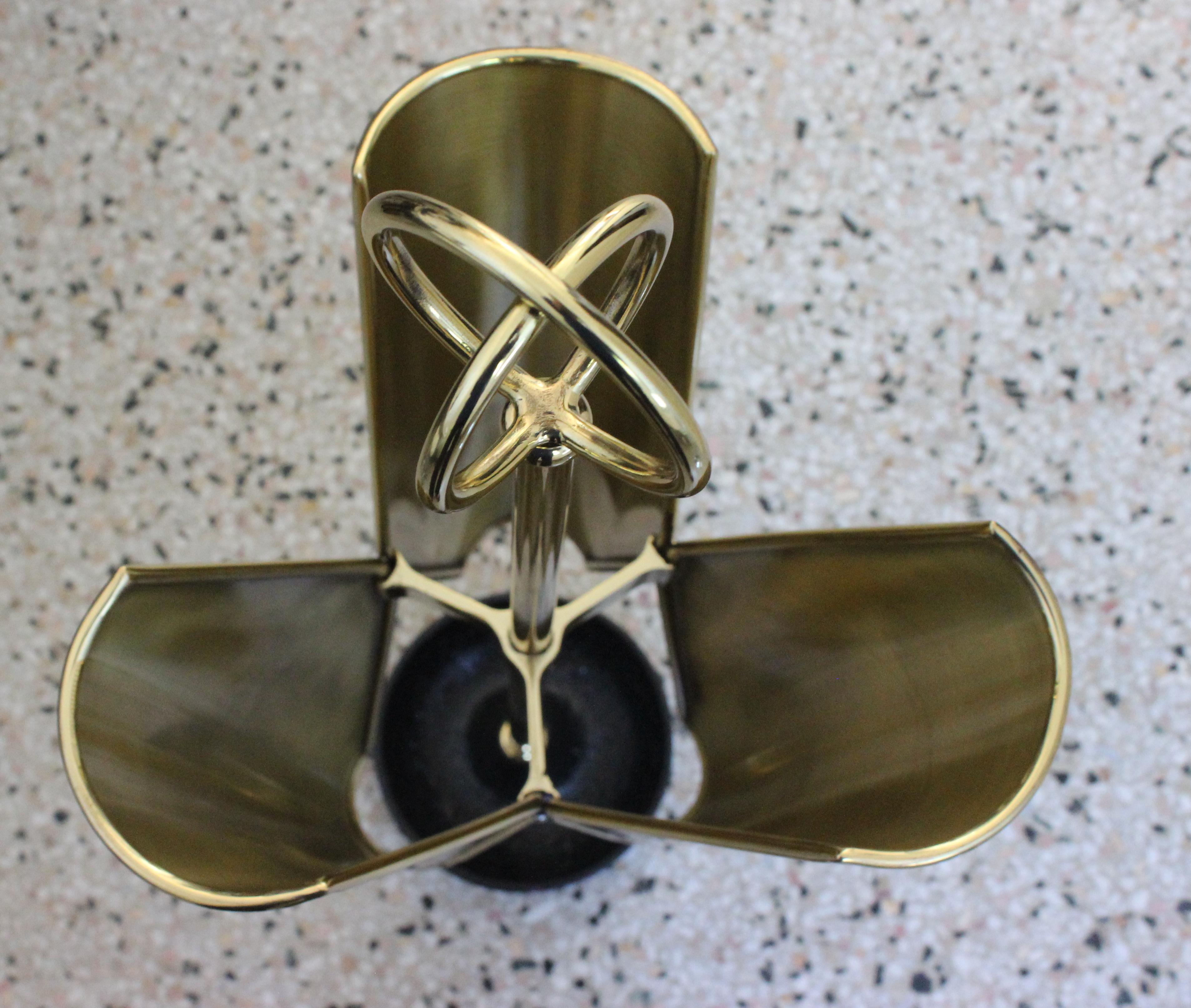 Trefoil Form Brass Umbrella Holder For Sale 4