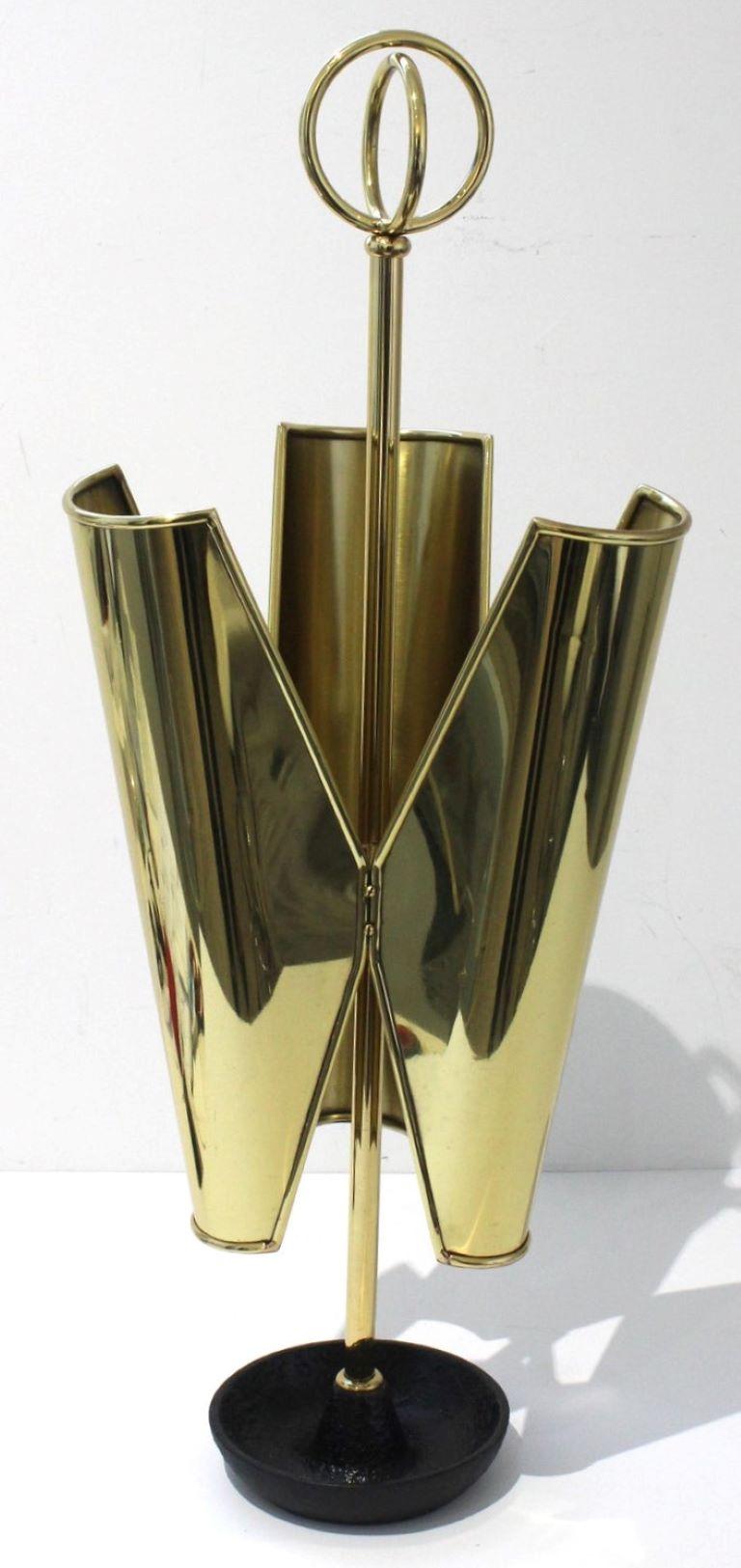 This stylish italian umbrella holder has been professionally restored and the unique trefoil form will make a definite statement. 

Note: brass has been professionall polished and finished with a clear lacquer coating (thus no future