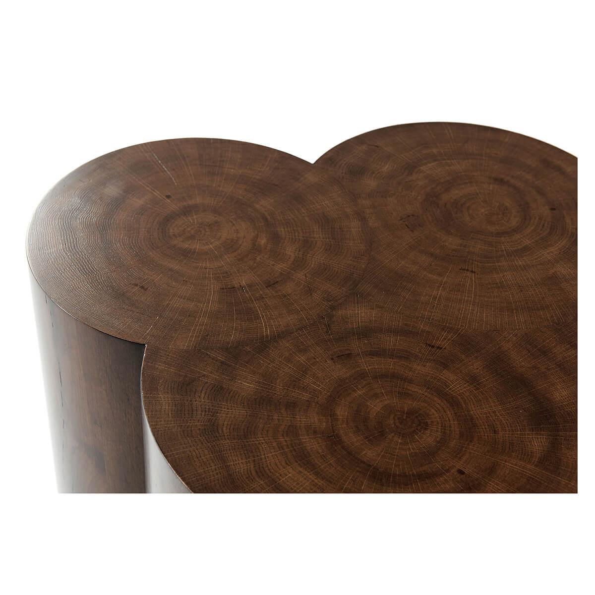Organic Modern Trefoil Oak Natural Accent Table For Sale