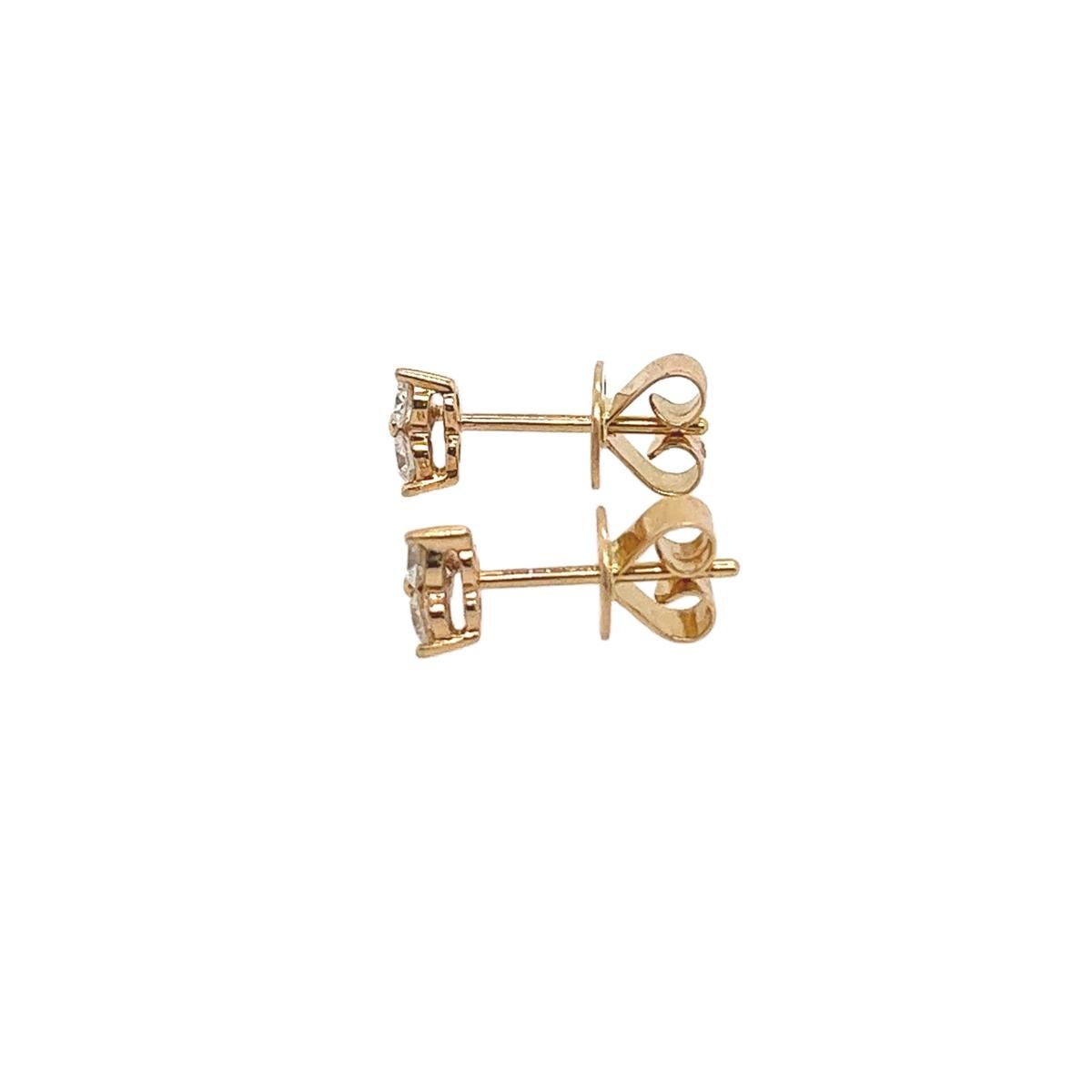 Round Cut Trefoil Set Diamond Earrings in 18ct Rose Gold For Sale