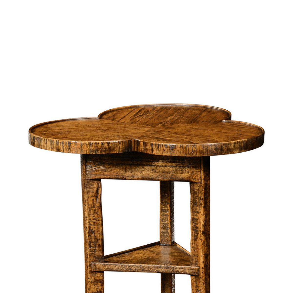 Trefoil Three-Tier Side Table - Country Walnut In New Condition For Sale In Westwood, NJ