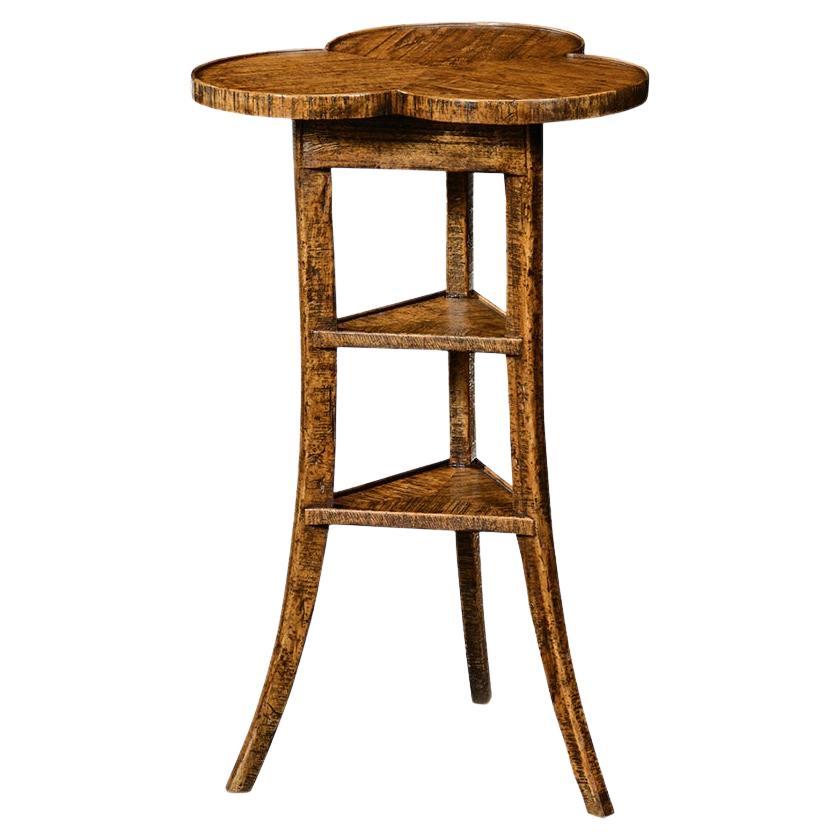 Trefoil Three-Tier Side Table - Country Walnut For Sale