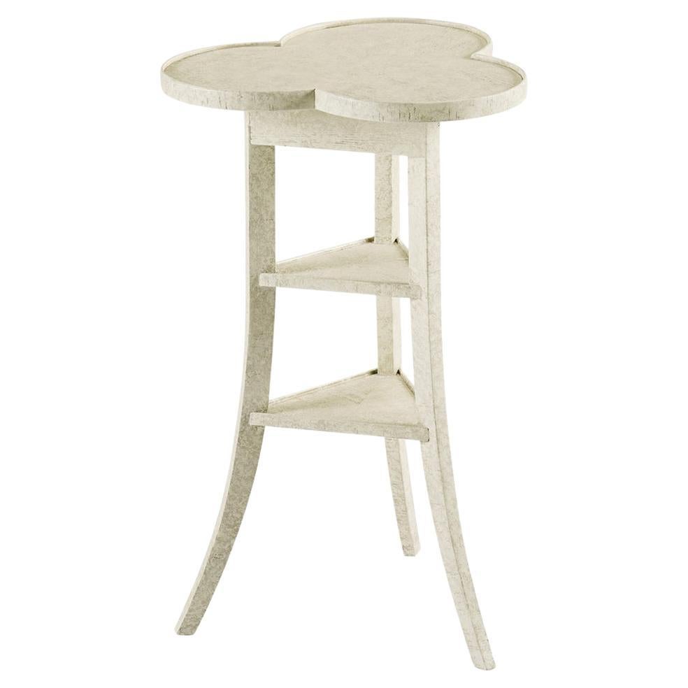 Trefoil Three-Tier Side Table, Whitewash For Sale
