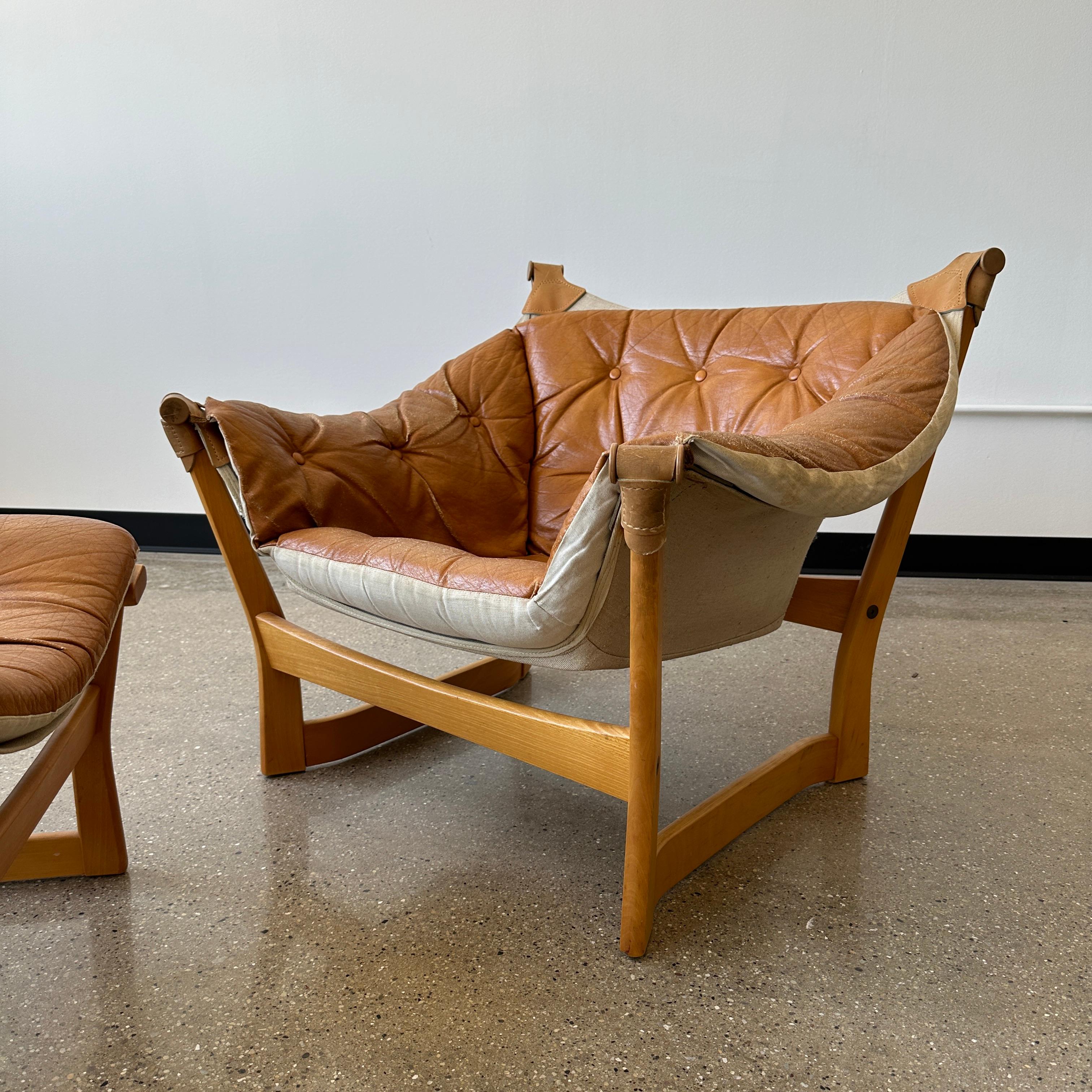 Mid-Century Modern Trega Lounge Chair & Ottoman by Tormod Alnaes for Sørliemøbler For Sale