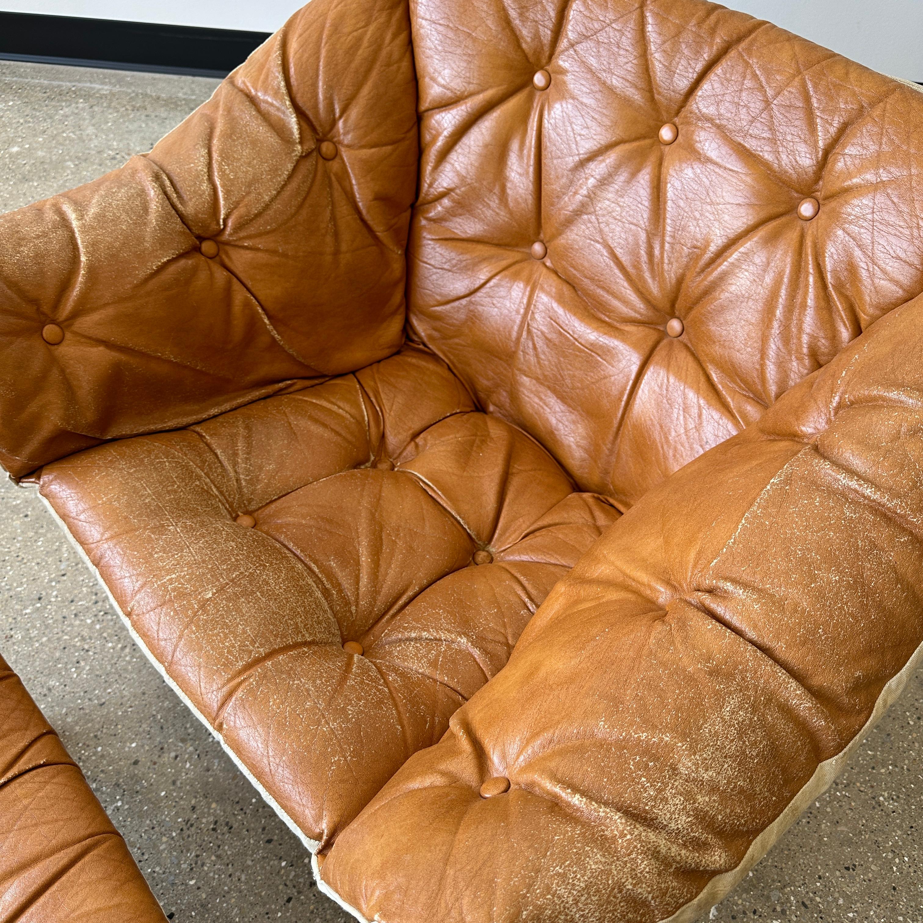 Trega Lounge Chair & Ottoman by Tormod Alnaes for Sørliemøbler In Fair Condition For Sale In Chicago, IL