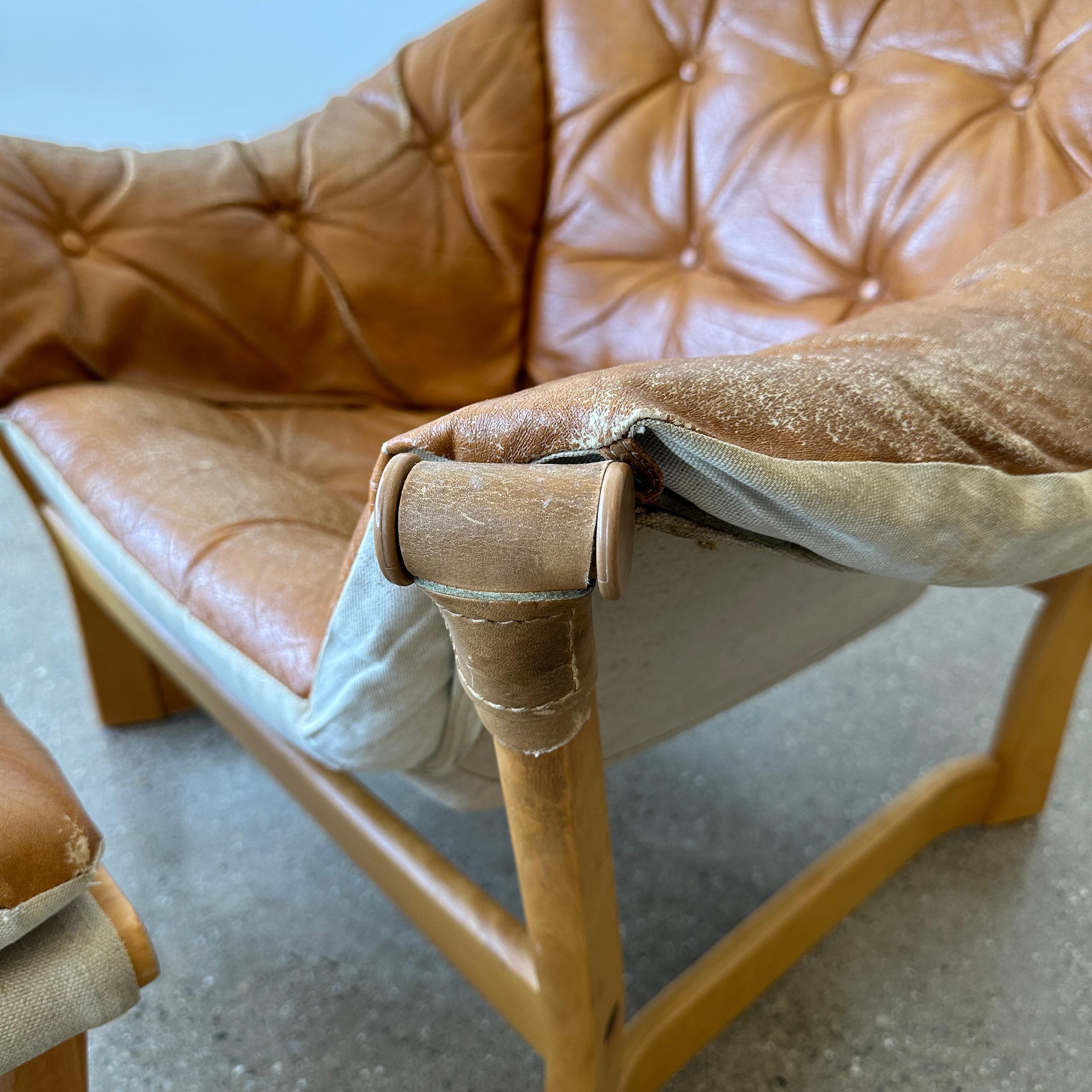 Cuir Trega Lounge Chair & Ottoman by Tormod Alnaes for Sørliemøbler en vente