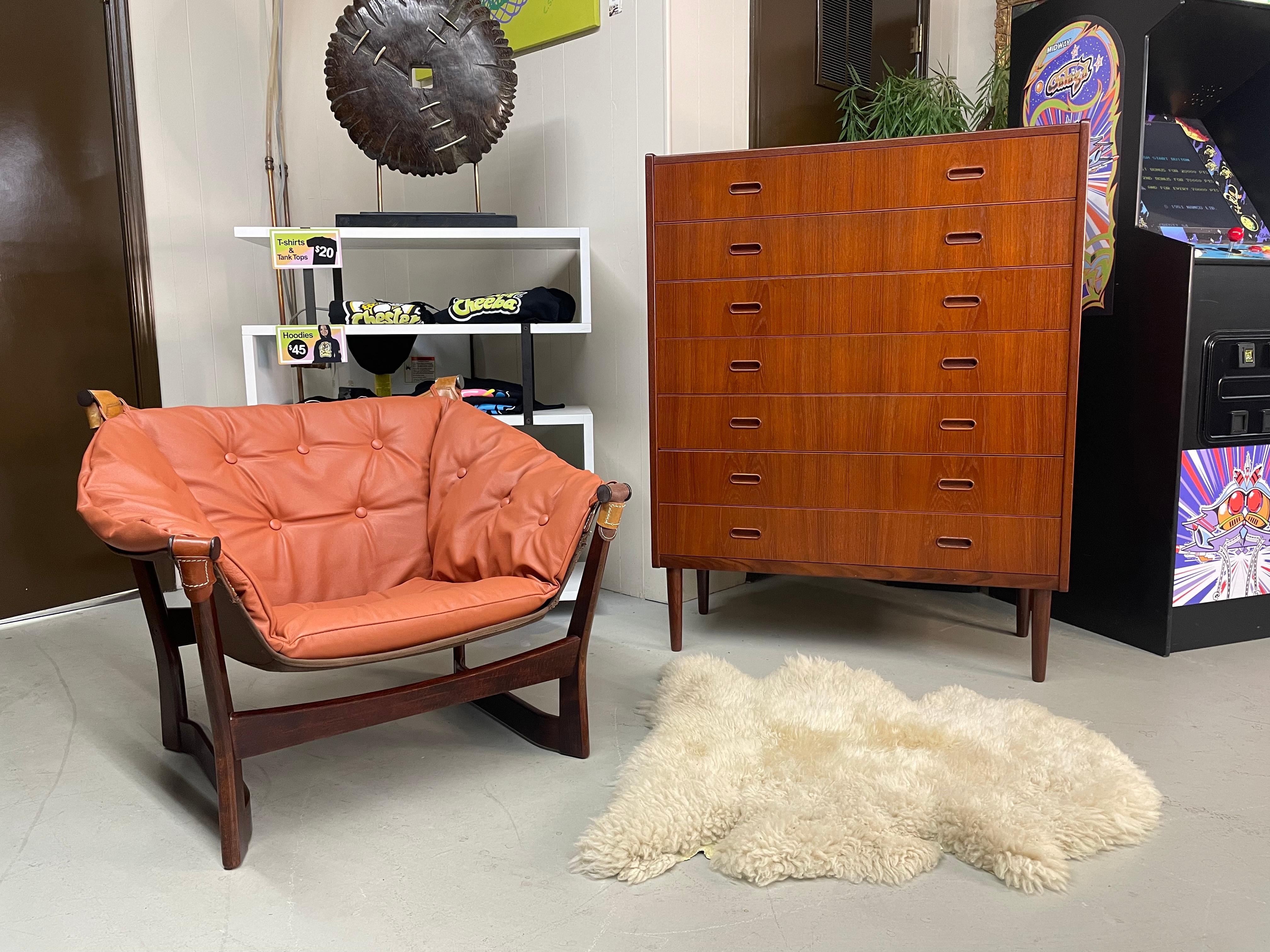 Trega Rosewood Leather Sling Lounge Chair by Tormod Alnaes for Sørlie Møbler 2