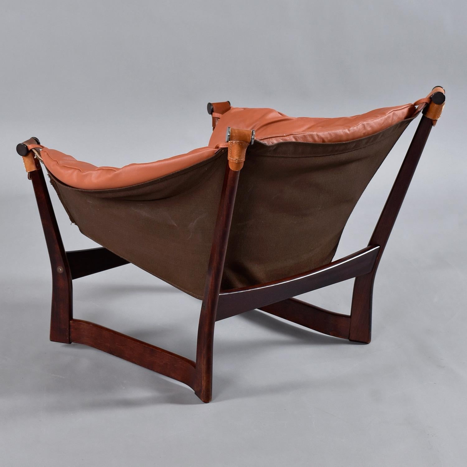 Mid-20th Century Trega Rosewood Leather Sling Lounge Chair by Tormod Alnaes for Sørlie Møbler
