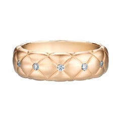 Fabergé Treillage 18k Brushed Rose Gold Diamond Quilted Ring