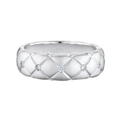 Fabergé Treillage 18k Brushed White Gold Diamond Quilted Ring
