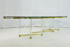 Table basse "Treillage" en Lucite et laiton de Charles Hollis Jones, États-Unis 1968