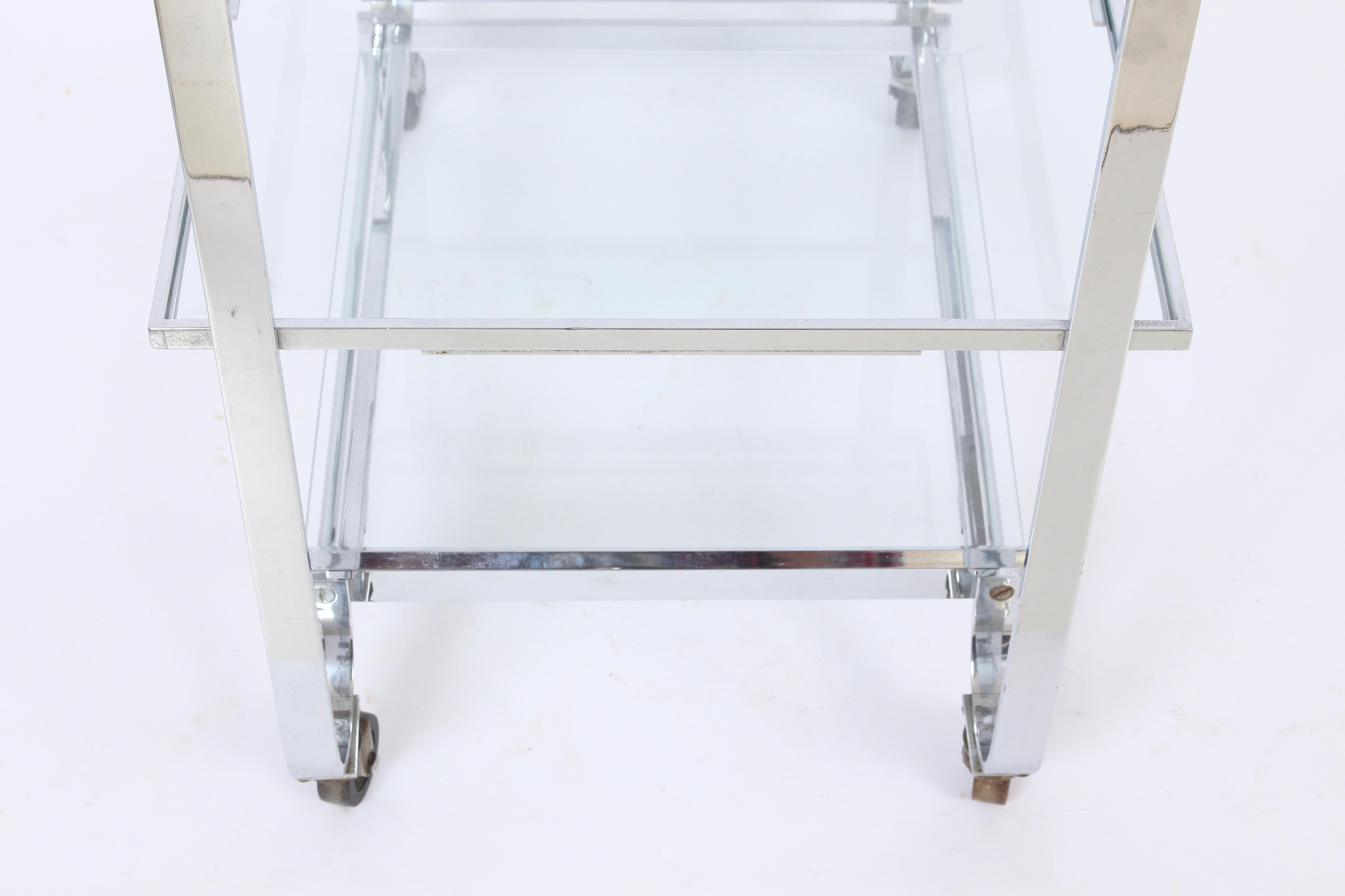Treitel-Gratz Chrome-Plate and Glass Machine Age Rolling Cart, 1930s 3