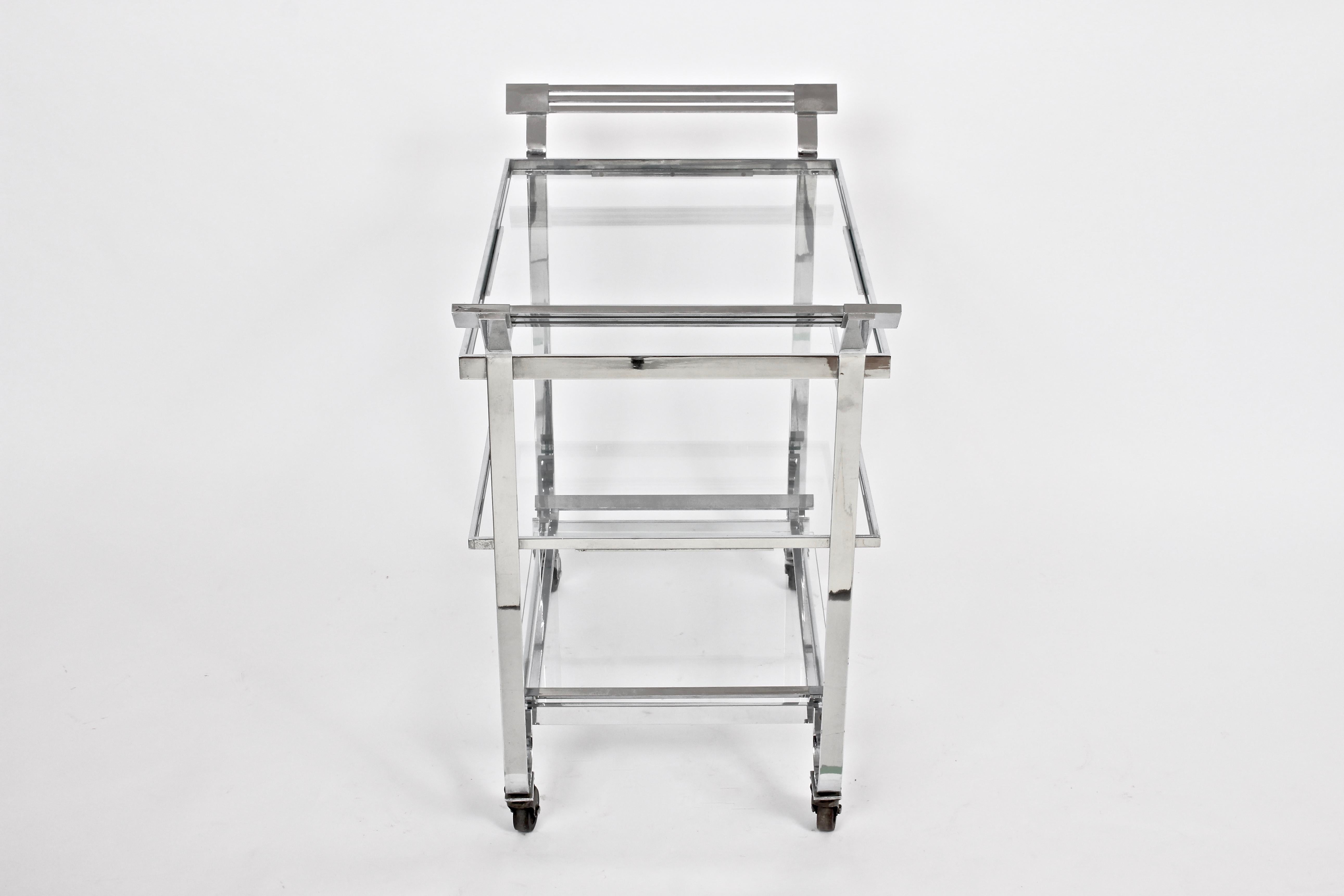 Treitel-Gratz Chrome-Plate and Glass Machine Age Rolling Cart, 1930s 4