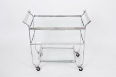 Treitel-Gratz Rollwagen aus verchromter Platte und Glas, Maschinenzeitalter, 1930er Jahre