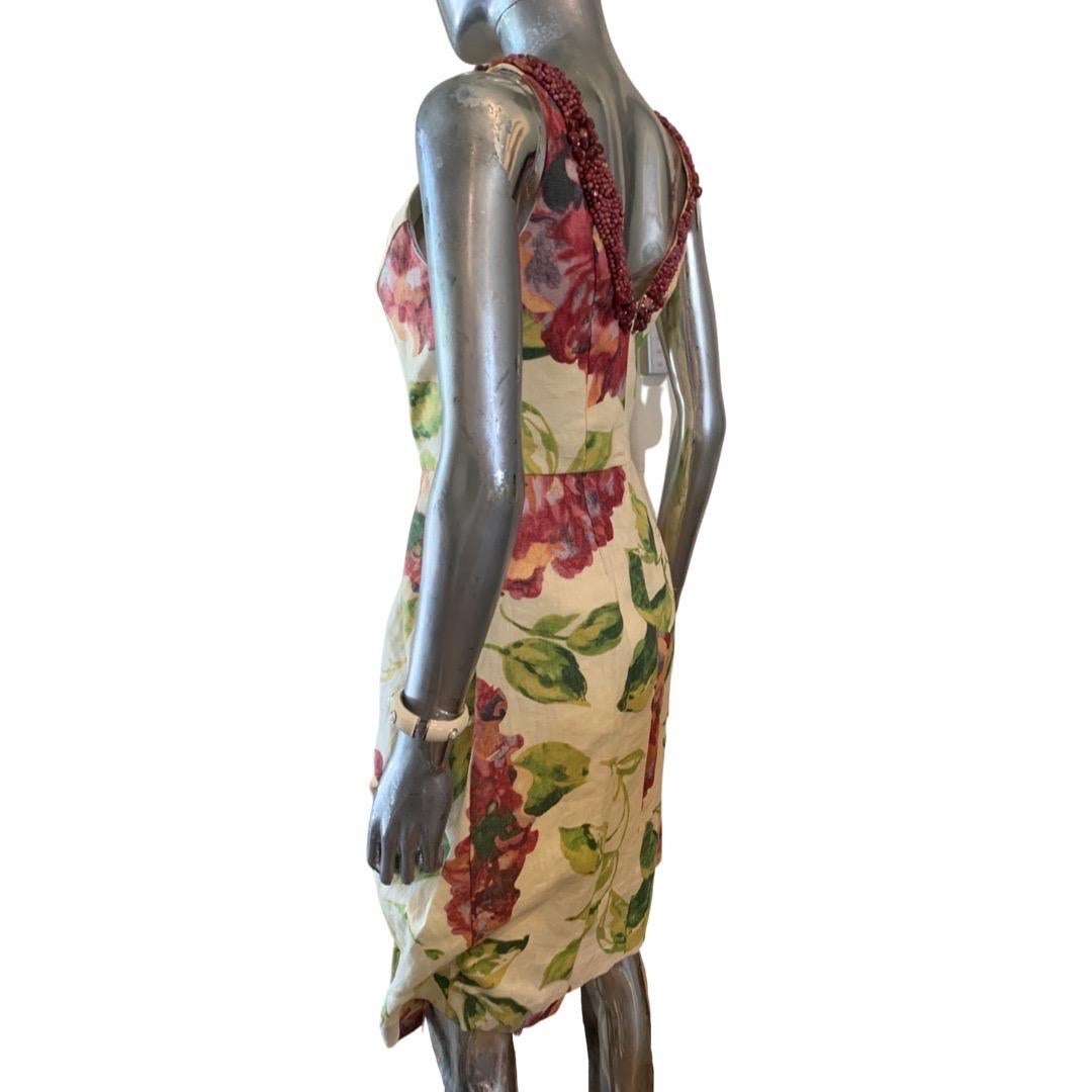 Trelise Cooper Stone Embellished Draped Floral Linen Dress NWT Size 6 2