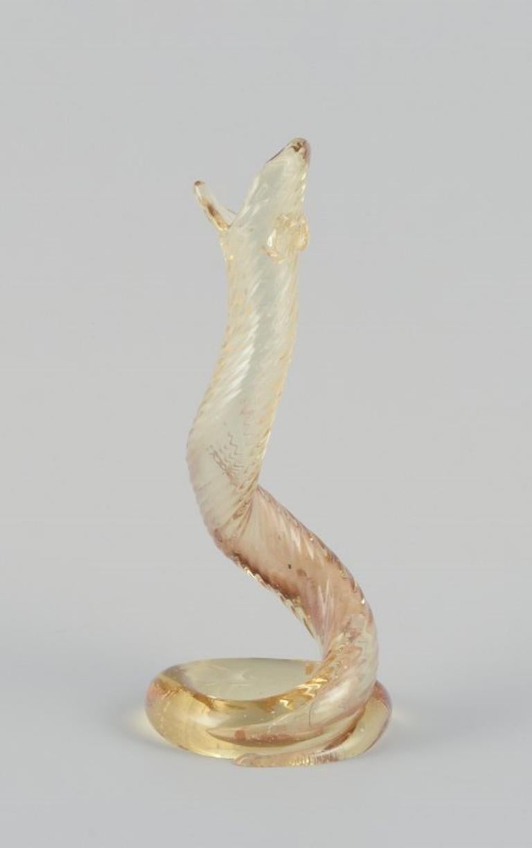 Swedish Trelleborgs Glasbruk, Sweden. Art glass sculpture. Cobra snake. 1970s For Sale