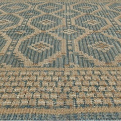 Trellis Rug in Warm Tan and Muted Teal "Ogee Meadow" by Doris Leslie Blau