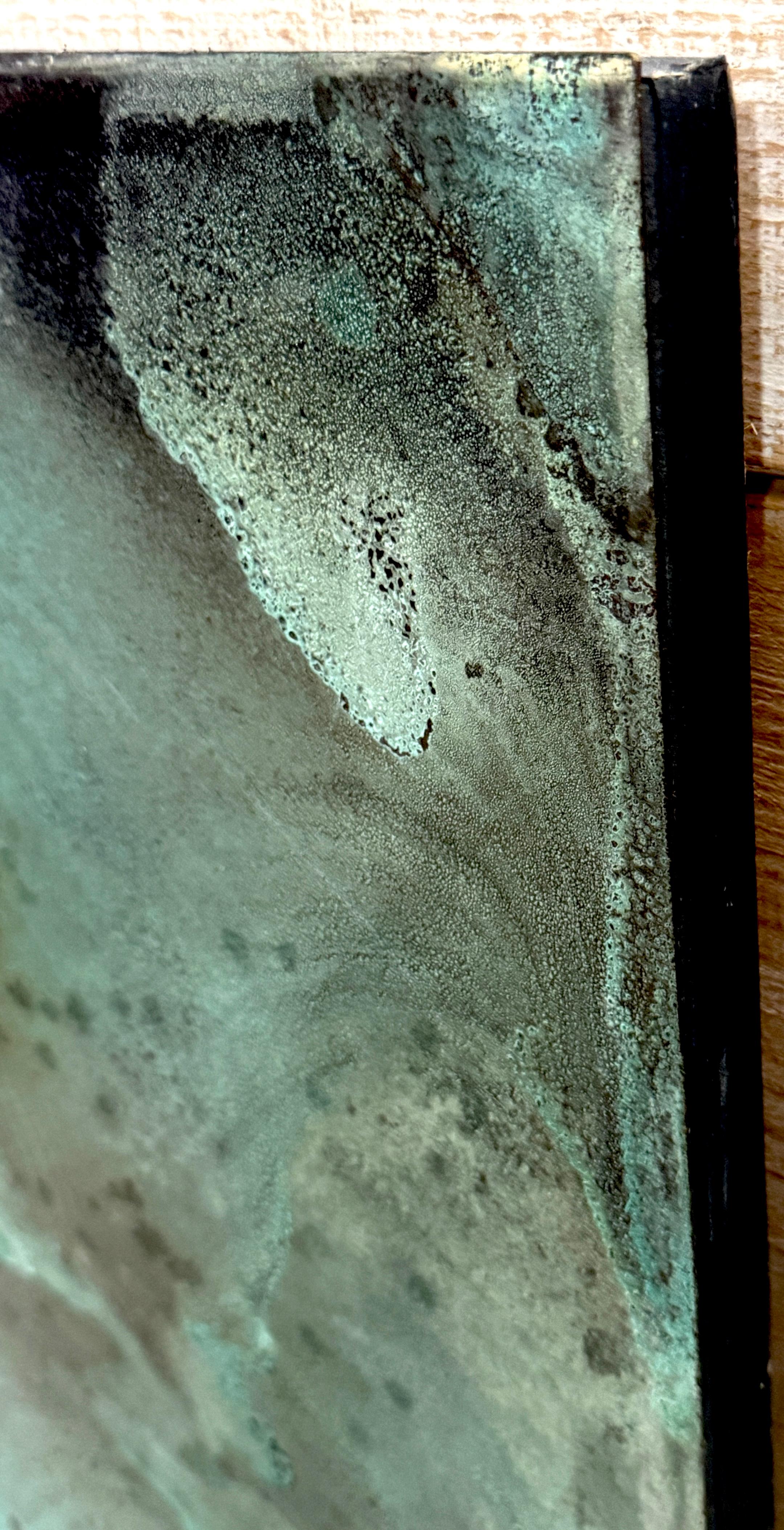 Treloar, Shallow Water, panneau de cuivre patiné au vert-de-gris, A.I.C., 36