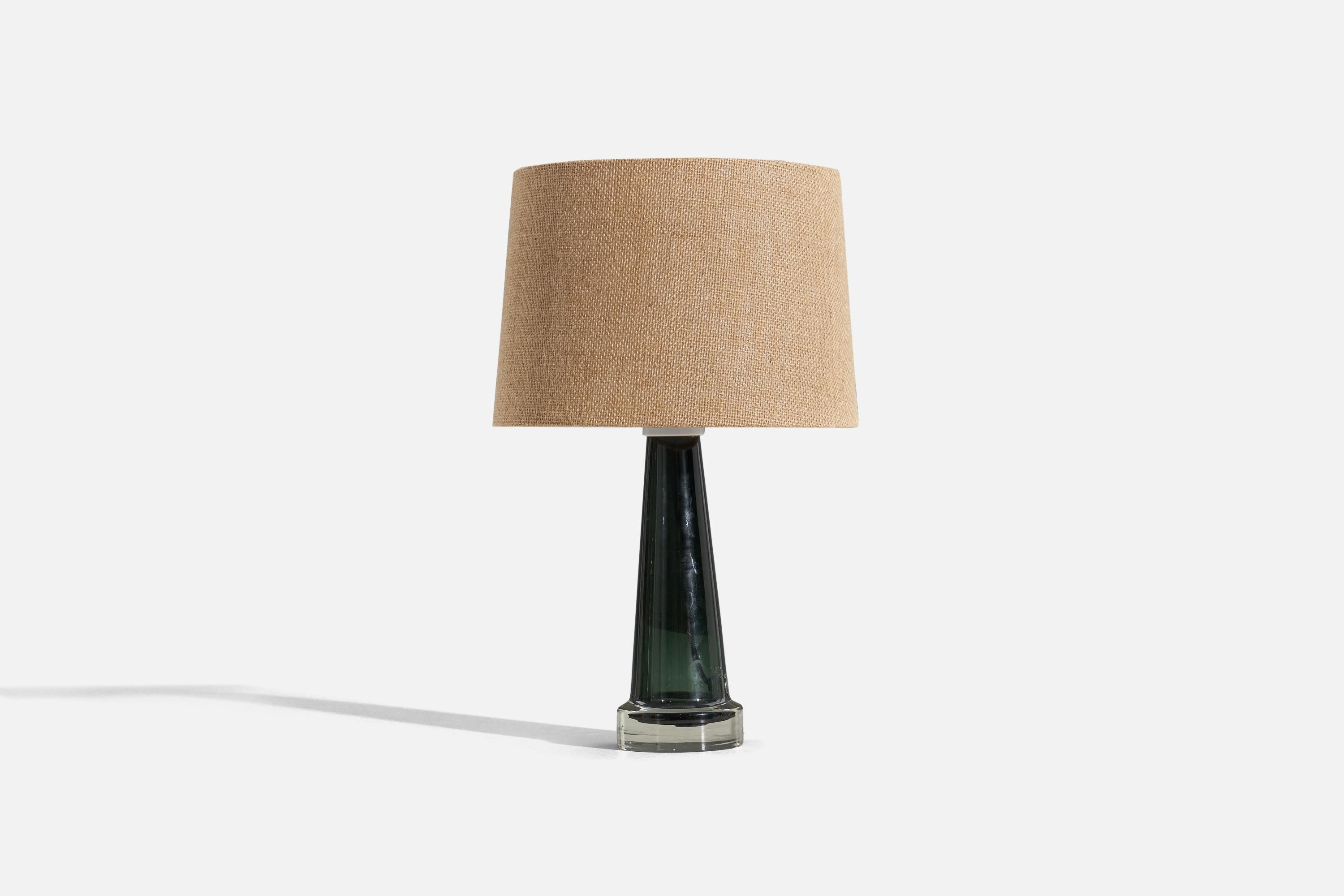 Mid-Century Modern Trema, Table Lamps, Green Glass, Småland, Sweden, c. 1950s