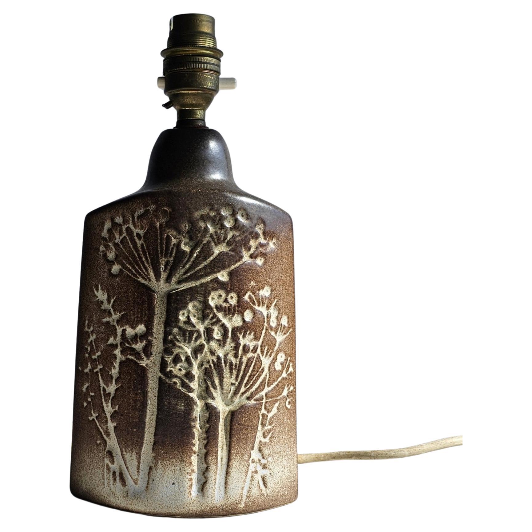 Tremaen Studio Pottery, Cow Parsley Series, Sculptural Cornish Ceramic Lamp Base For Sale