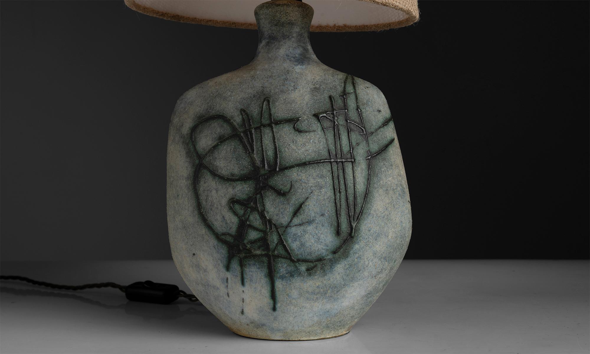 English Tremaen Studio Pottery Lamp, England circa 1970