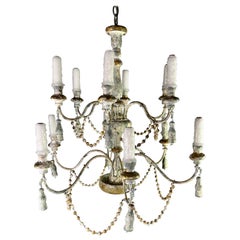 Distressed Twelve Light Chandelier by Melissa Levinson, Wood & Iron