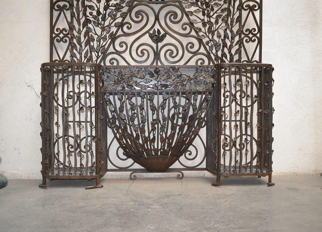 Tremendous 1920 French Wrought Iron Hall Tree, Edgar Brandt 1