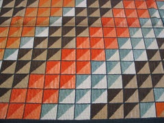 Tremendous Multicolorfull Square Pattern Contemporary American Hooked Rug