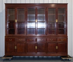 TREMENDOUS ORIENTAL CHINESE TEAK BOOKCASE DISPLAY CABINET WITH SiX DOORS