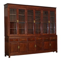 TREMENDOUS ORIENTAL CHINESE TEAK BOOKCASE DISPLAY CABINET WITH SiX DOORS