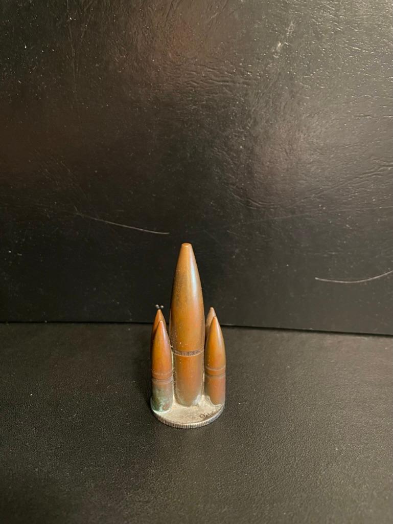 Trench Art Copper Bullet Paperweight 1944 Australia Sterling Silver Florin For Sale 6