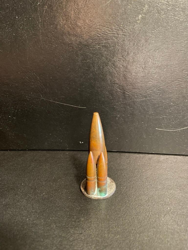 Trench Art Copper Bullet Paperweight 1944 Australia Sterling Silver Florin For Sale 8