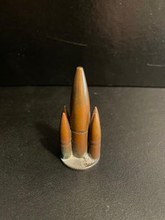 Trench Art Copper Bullet Paperweight 1944 Australia Sterling Silver Florin
