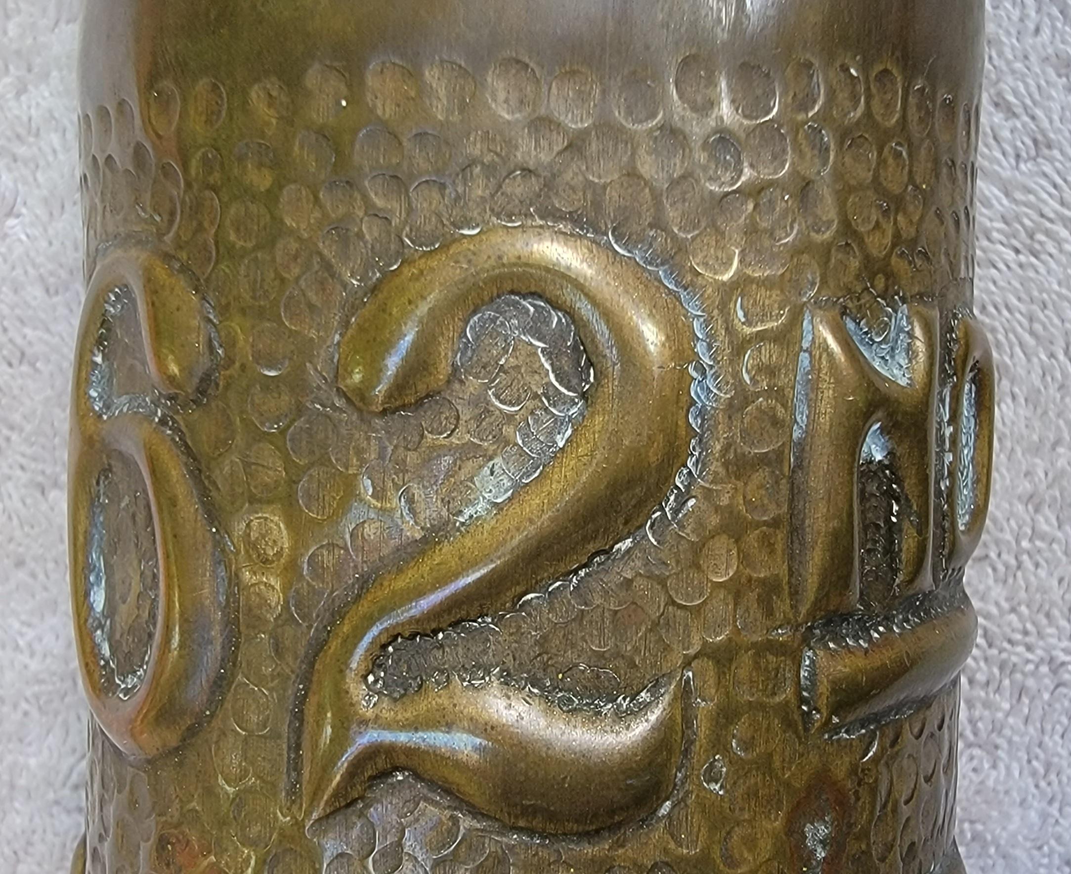 Brass Trench Art Vase Dated 1918-19 For Sale