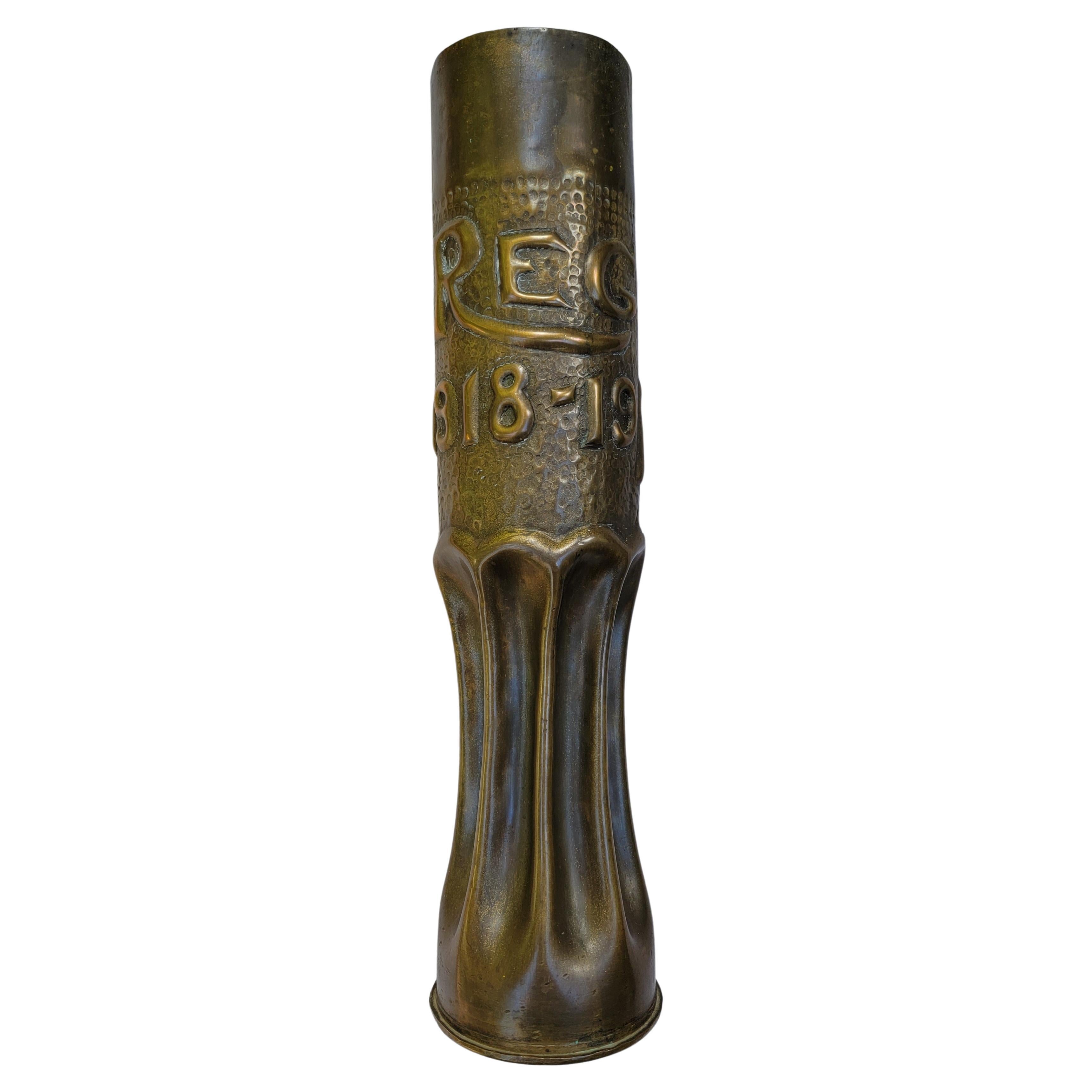 Trench Art Vase Dated 1918-19 For Sale