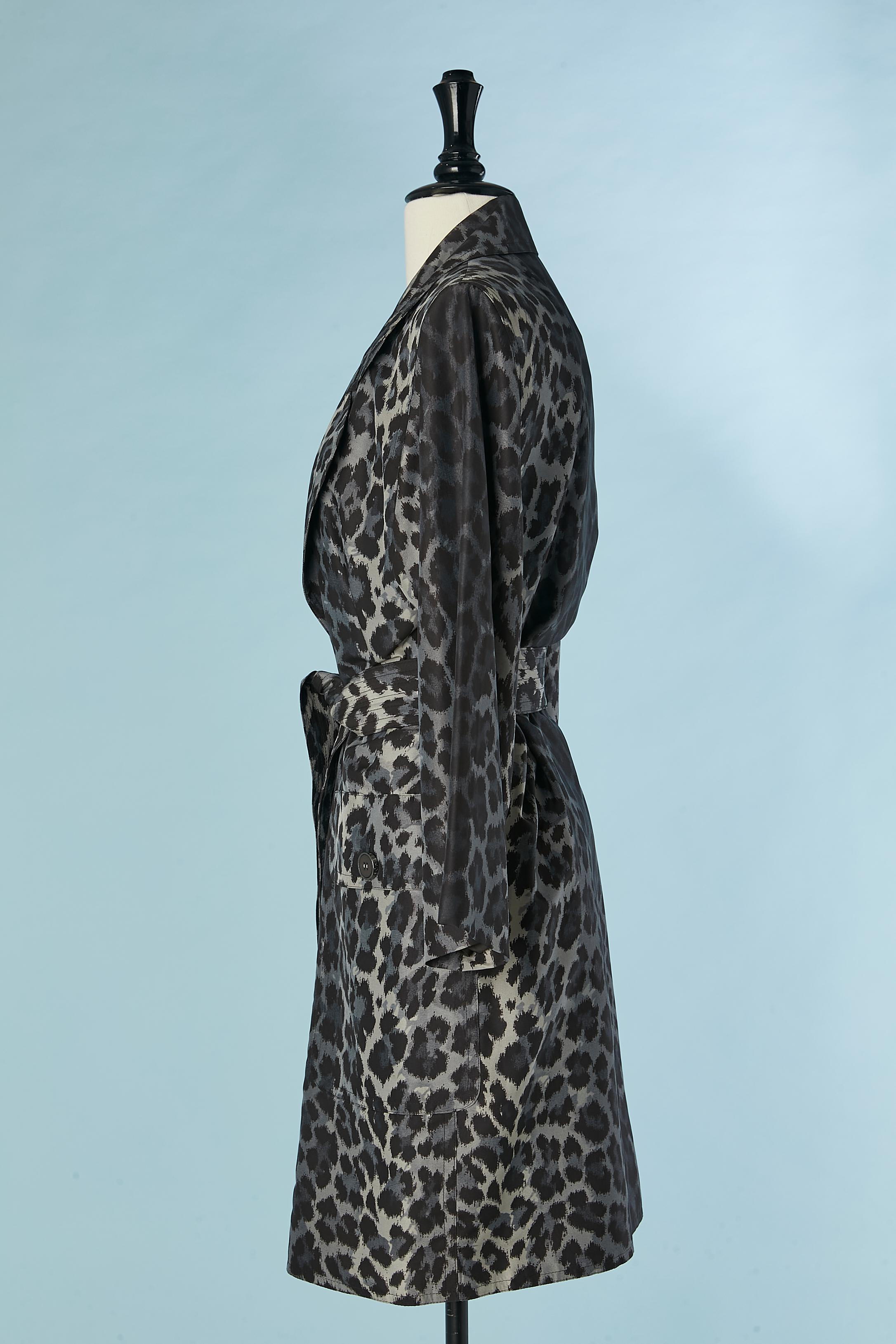 Women's Trench-coat with animal print and belt Jean-Louis Scherrer Boutique For Sale