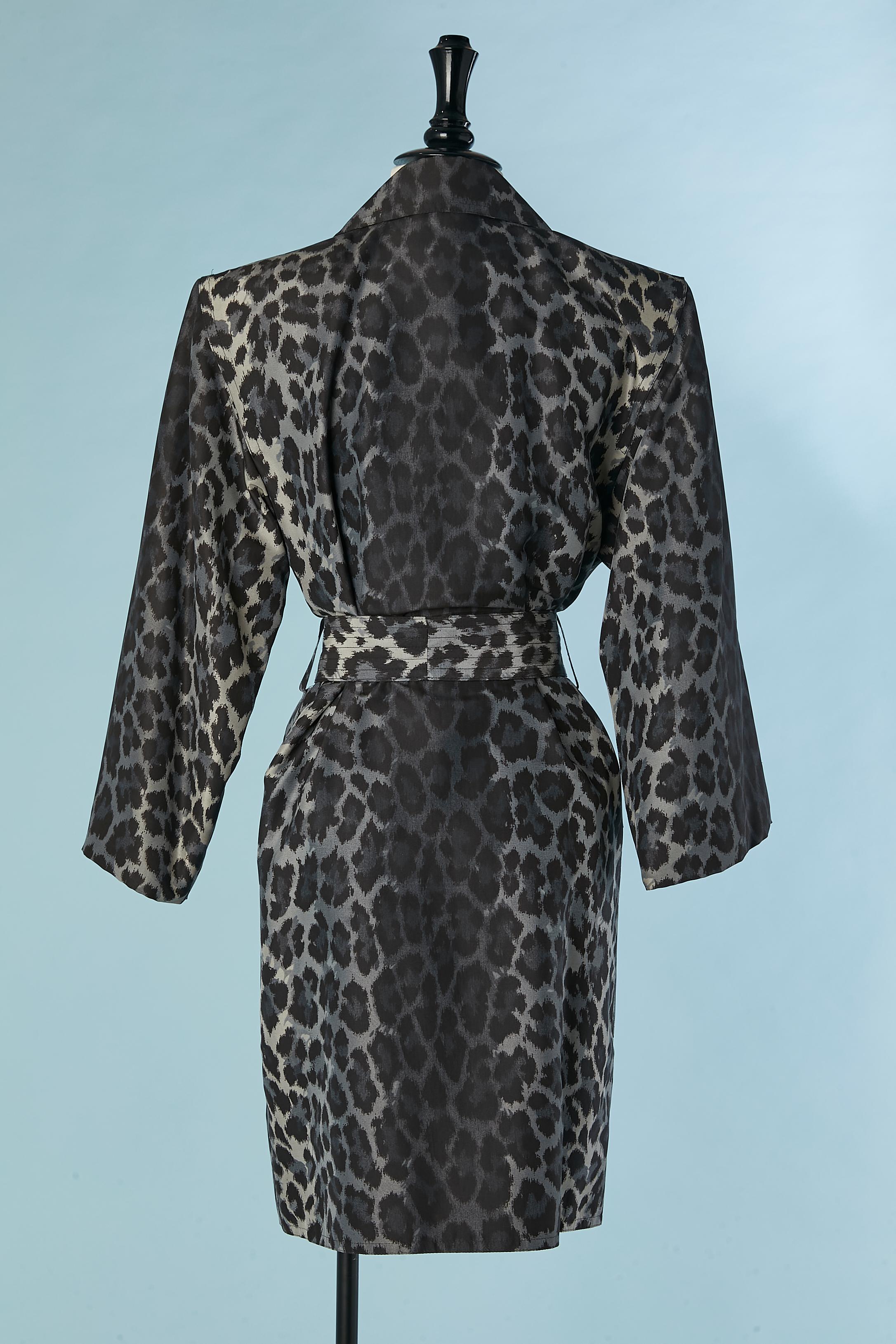 Trench-coat with animal print and belt Jean-Louis Scherrer Boutique  For Sale 2