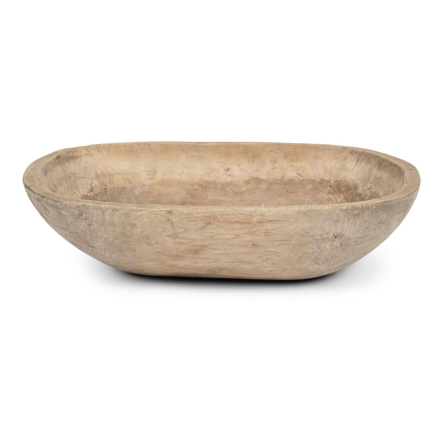 Trencher-Shaped Rustic Swedish Dug Out Bowl In Fair Condition For Sale In Houston, TX