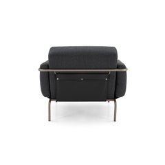 Modern Armchair with Chocolate Metal Frame and Leather Pocket  - Trend Line