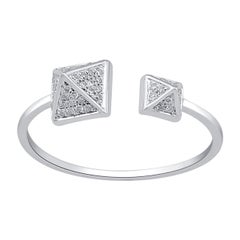 Trendy 18 Karat White Gold and Diamond Pyramid Ring